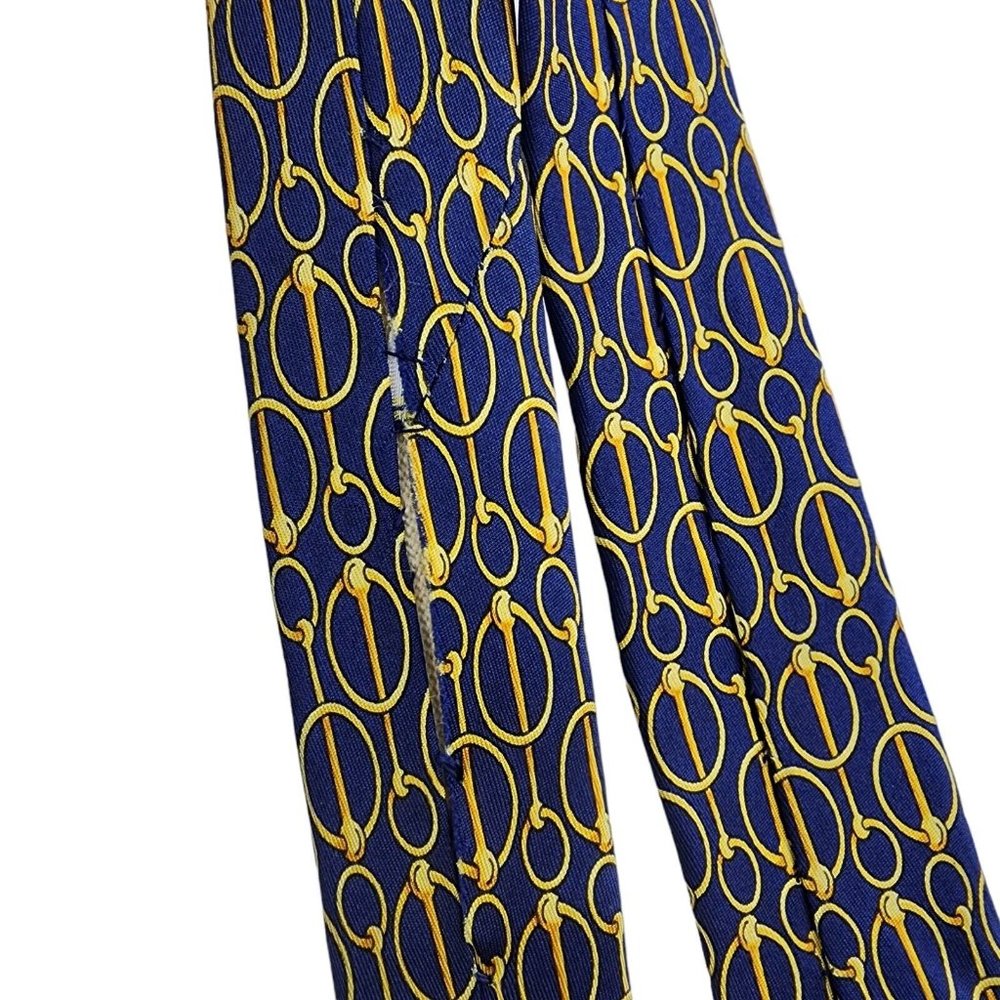Gucci Interlocking Horsebit Circles Silk Tie 3.75" - Picture 4 of 4